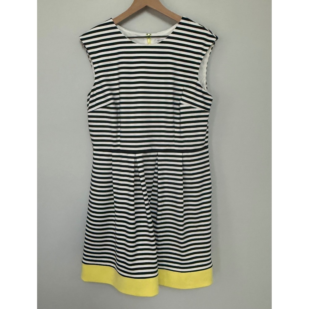 Sandra Darren‎ Sleeveless Fit & Flare Striped Navy White Dress Size 16 Nautical